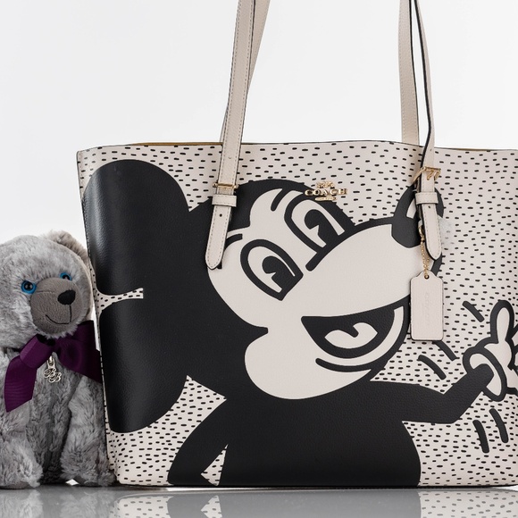Coach & Disney Collaboration  Mickey Mouse X Keith Haring Mollie Tote Bag - Picture 1 of 15